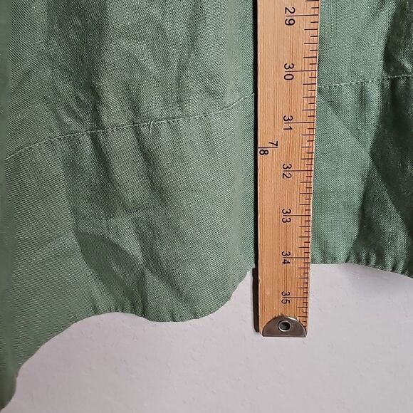 Soft Surroundings Large Linen Tunic Dress, Collar And 3/4 Sleeves Olive Green - Picture 7 of 8